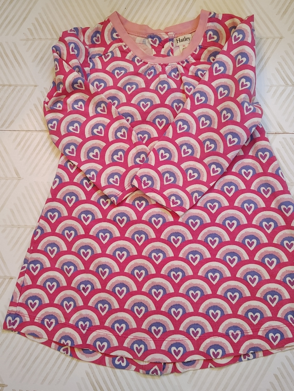 Hatley Pink and Purple Heart-Arc Kids Dress 3t Euc